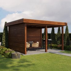 13x12 Lugarde Select Horsham Gazebo Treated Brown - in situ, angle