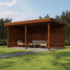 16x10 Lugarde Select Dorchester Gazebo Treated Brown - in situ, angle view