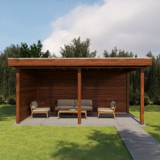 16x10 Lugarde Select Dorchester Gazebo Treated Brown - in situ, front view