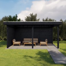 16x10 Lugarde Select Dorchester Gazebo Treated Black - in situ, front view