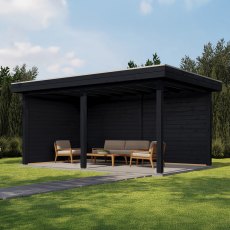 16x10 Lugarde Select Dorchester Gazebo Treated Black - in situ, angle view