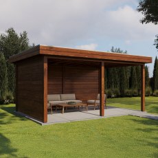 16 x 12 Lugarde Select Christchurch Gazebo Treated Brown - in situ, angle