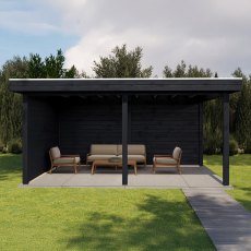 16x12 Lugarde Select Christchurch Gazebo Treated Black - in situ, front view