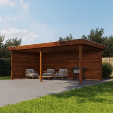 19x12 Lugarde Select Reading Gazebo Treated Brown - in situ, angle view