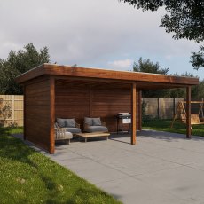 19x12 Lugarde Select Reading Gazebo Treated Brown - in situ, back angle