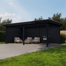 19x12 Lugarde Select Reading Gazebo Treated Black - back angle view