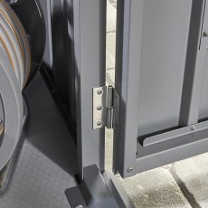 8x8 Hex Living Alton Apex Metal Shed in Anthracite Grey - hinges