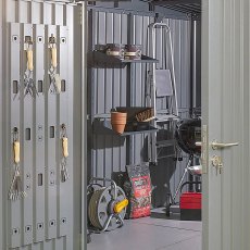 6x6 Hex Living Alton Apex Metal Shed in Anthracite Grey - internal view