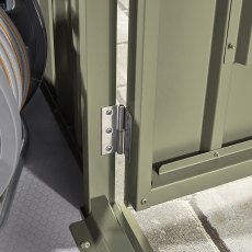 10x6 Hex Living Alton Apex Metal Shed in Sage Green - hinges