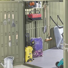 10x8 Hex Living Alton Apex Metal Shed in Sage Green - internal