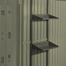 8x8 Hex Living Alton Apex Metal Shed in Sage Green - shelf