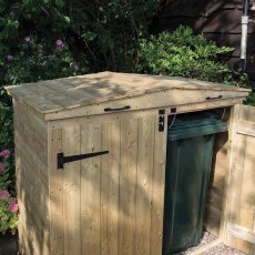 Rowlinson Apex Double Bin Store With Solid Back - Pressure Treated - in situ, front door