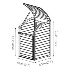 Mercia Single Wheelie Bin Store - Pressure Treated - dimensions