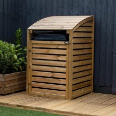 Mercia Single Wheelie Bin Store - Pressure Treated - in situ, doors closed