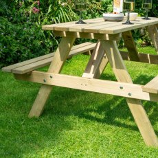 Rowlinson Traditional 4 Seater Picnic Table 1.2m - Pressure Treated - in situ, side