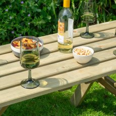 Rowlinson Traditional 4 Seater Picnic Table 1.2m - Pressure Treated - in situ, top view