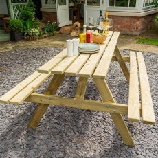 Rowlinson Traditional 8 Seater Picnic Table 1.8m - Pressure Treated - in situ