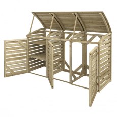 Rowlinson Double Wheelie Bin Store With Single Box Store - Pressure Treated - isolated - no bin