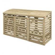 Rowlinson Double Wheelie Bin Store With Single Box Store - Pressure Treated - isolated