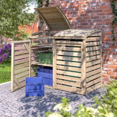Rowlinson Single Wheelie Bin Store With Box Store - Pressure Treated - in situ, bin box