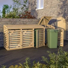 Rowlinson Quadruple Wheelie Bin Store - Pressure Treated - in situ