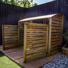 Mercia Double Wheelie Bin Store - Pressure Treated - in situ, side view