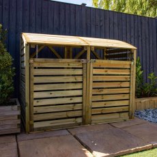 Mercia Double Wheelie Bin Store - Pressure Treated - in situ, close up