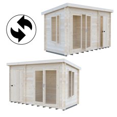 6Gx12 Shire Elm Log Cabin with Side Shed in 19mm Logs - interchangeable