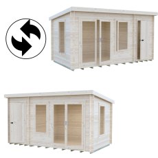 8Gx14 Shire Elm Log Cabin with Side Shed in 19mm Logs - interchangeable