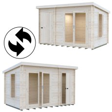 8Gx12 Shire Elm Log Cabin with Side Shed in 19mm Logs - interchangeable