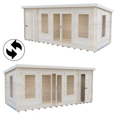 8Gx17 Shire Elm Log Cabin with Side Shed in 19mm Logs - interchangeable