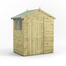 4x6 Powersheds Premium Tongue & Groove Apex Wooden Shed - Pressure Treated - isolated, angle view