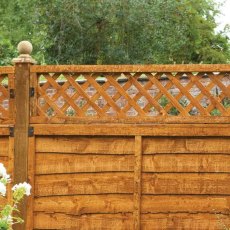 Decorative wooden fence with installed Forest Diamond Lattice Fence Topper – 1x6ft garden panel