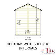8x6 Shire Holkham Combi Greenhouse with Shed - internal dimensions