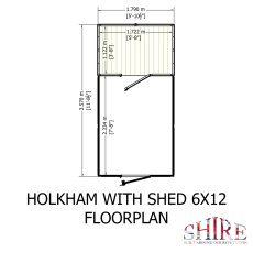 12x6 Shire Holkham Combi Greenhouse with Shed - footprint