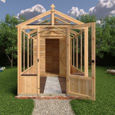 12x6 Shire Holkham Combi Greenhouse with Shed - in situ, front view, doors open