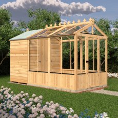 12x6 Shire Holkham Combi Greenhouse with Shed - in situ, angle view