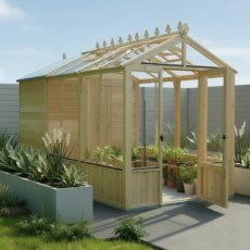 12x6 Shire Holkham Combi Greenhouse with Shed - natural with door open