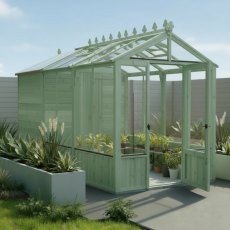 12x6 Shire Holkham Combi Greenhouse with Shed - painted green