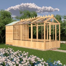 16x6 Shire Holkham Combi Greenhouse with Shed - in situ, angle view