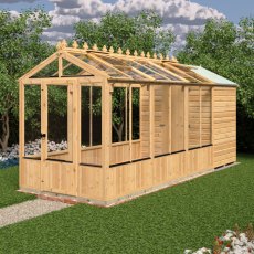16x6 Shire Holkham Combi Greenhouse with Shed - in situ, side view