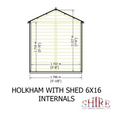 16x6 Shire Holkham Combi Greenhouse with Shed - internal dimensions