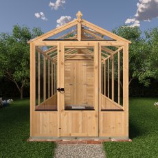 16x6 Shire Holkham Combi Greenhouse with Shed - in situ, front view, doors closed