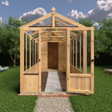 16x6 Shire Holkham Combi Greenhouse with Shed - in situ, front view, doors open