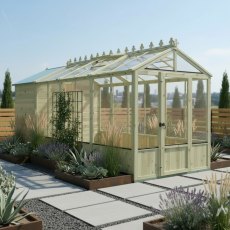 16x6 Shire Holkham Combi Greenhouse with Shed - painted in green