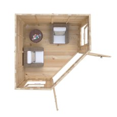 7x7 Shire Ramsey Corner Summerhouse - in situ, top view