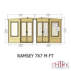 7x7 Shire Ramsey Corner Summerhouse - dimensions