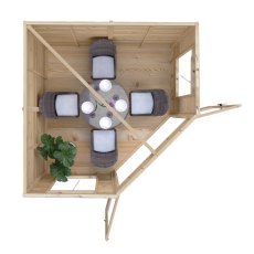 8x8 Shire Ramsey Corner Summerhouse - in situ, top view