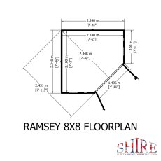 8x8 Shire Ramsey Corner Summerhouse - footprint