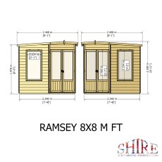 8x8 Shire Ramsey Corner Summerhouse - dimensions